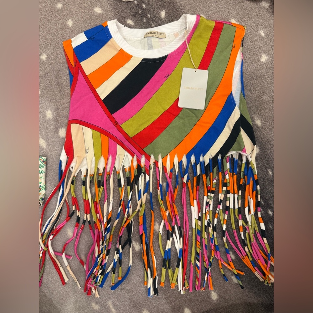 pucci fringe crop top never been worn perfect for either day or night !